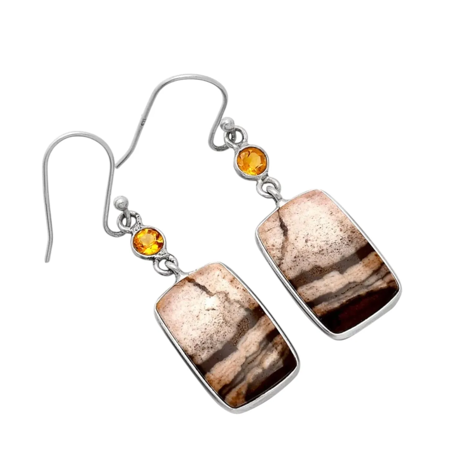 Outback Jasper & Citrine Solid 925 Sterling Silver Earrings